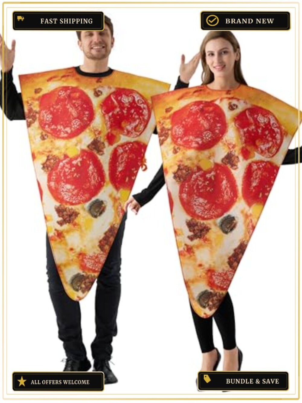 Adult Couple Pizza Slice Costume Halloween Cosplay Party One Size